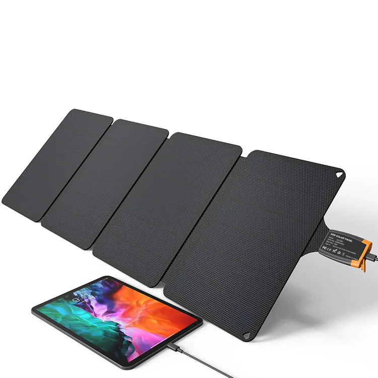 RINECOPO Eco 11 series 36W high-efficiency solar panel for charging smartphones and tablets off-grid.