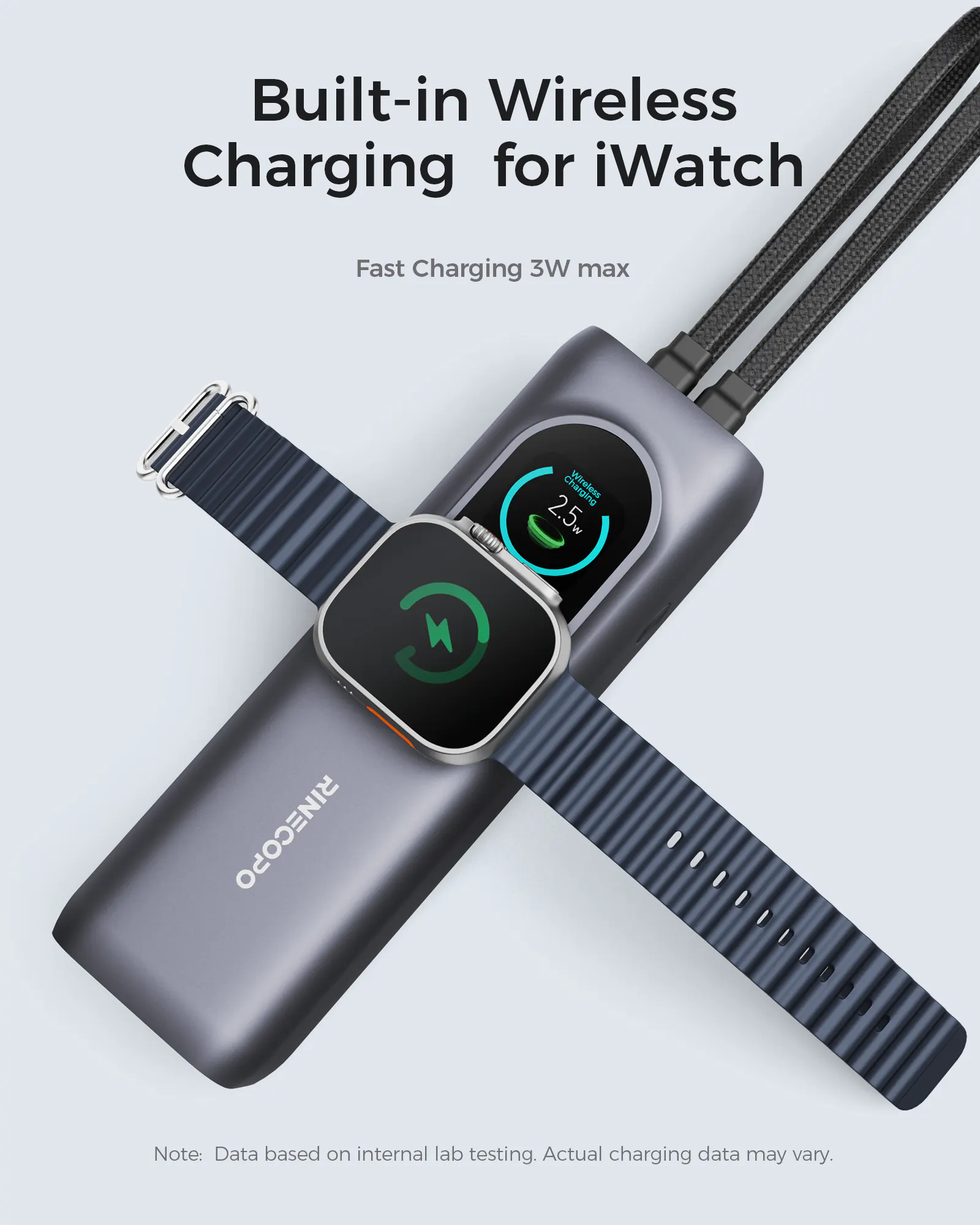 High-performance Rinecopo power bank delivering a total max output of 170W. Experience lightning-fast charging speeds designed to keep power-hungry devices running smoothly without downtime during your commute.